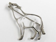 Native American Silver Navajo Wolf Brooch Pin By Glenn & Irene Sandoval 9.2g