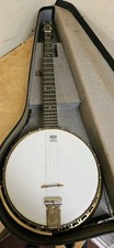 VINTAGE DECORATIVE 5-STRING BANJO BY JOHN GREY & SONS OF LONDON WITH ORIG. CASE 