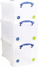 Plastic Storage Box W/ Clear Sides, lockable lid Really Useful Box 48L Capacity
