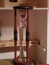 Antique Vintage Sand Timer Wooden Base Vintage Floating Hour Glass With Red Sand