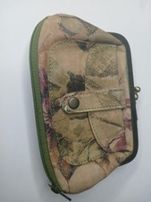 A Vintage Odilynch Amy Double Kiss-Clip Italian Floral Print Leather Purse.