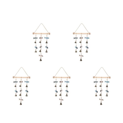 Rustic wooden fish wind chimes - rustic,