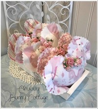 Shabby romantic cottage chic Pink & white (deer) heart tray