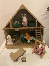 SYLVANIAN FAMILIES VINTAGE RED ROOF HOUSE /FULLY FURNISHED/ ALPACA FAMILY x3 £40