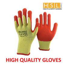 HSL Direct LATEX COATED GRIPPER SAFETY WORK GLOVES GARDENING BUILDERS ROOFING