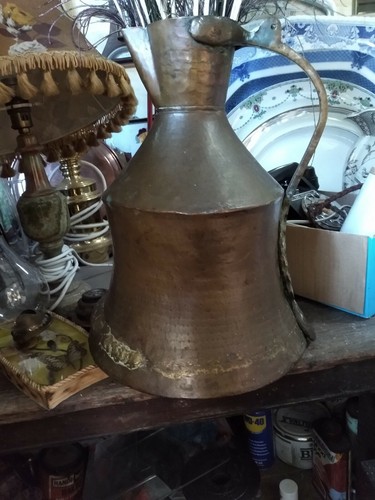 Old copper jug heavy - copper,