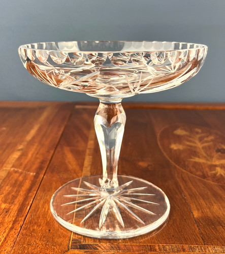 Vintage cut crystal pedestal - crystal,