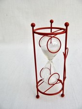 Glass hourglass egg timer  Sand clock. 3 minutes  Treen or wire or buy both
