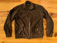 QUIKSILVER MENS BROWN FLEECE LINED CORD CORDUROY BOMBER JACKET VGC M
