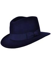 Classic Mens Fedora Hat | Authentic 1940s Look Navy Blue Pure Wool Fedora Hat
