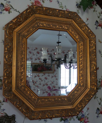 Gold wood ornate octagonal - wood,