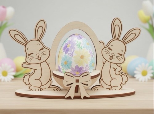 Wooden easter bunny - bunny, egg