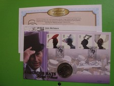 BENHAM COIN COVER FABULOUS HATS, BVI $1 COIN SIGNED JOHN McCRIRICK, HORSE RACING