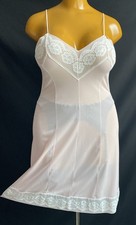 Solfin Vintage French 50s Full Slip Petticoat, Pink Sheer Nylon & Lace, UK 16