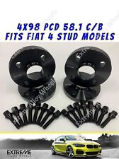 Fits Fiat Wheel Spacers 16mm 500 Doblo Panda Black Alloy + Bolts 4x98 58.1 x 4