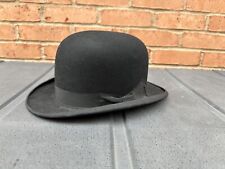 Vintage 1930s Black Bowler hat size: 6. 7/8 , G A Dunn and Co