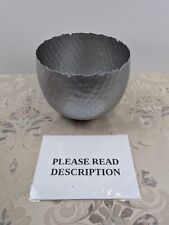 Leaf Large Curved Edge Hammered Metal Planter, Silver, 22cm x 17cm (READ)