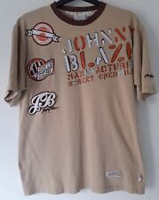 Mens T-shirt Johnny Blaze Size Medium Spell Out Embroidered Logos Heavy Cotton