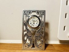Vintage 1990s ST JUSTIN Pewter Quartz Engraved Desk Clock