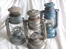 Vintage 3x Storm Lanterns with glass shades various makers