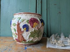 Vintage Plant Pot H J Wood Indian Tree Planter Hand Painted 1930s Colourful Old
