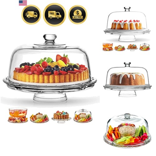 Glass cake stand with dome - glass,