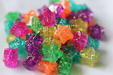 50 x Star Shaped Pony Beads Sparkle Finish 13mm - Choose Your Colour