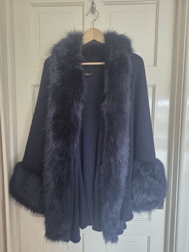 Frank usher navy cape fur - navy,