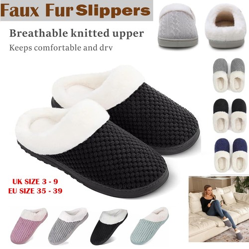 Womens fuzzy slippers faux fur - fuzzy,