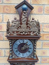 Large Vintage Zaanse Zaandam 8 Day Dutch Atlas Wall Clock. Spares Or Repairs. 