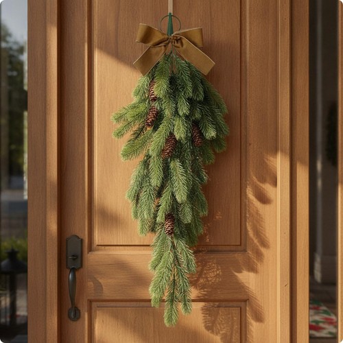 Christmas teardrop swag rustic - teardrop,