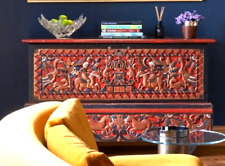 Antique Carved Indonesian Dowry Chest Hand Painted c.1920