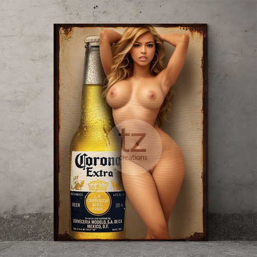 Metal tin plaque sexy - metal,