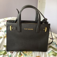 Kurt Geiger four compartments medium black saffiano leather tote handbag