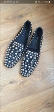 Zara Black Studded Flat Shoes