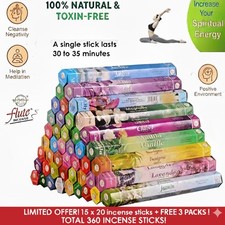 300x INCENSE STICKS 15 PACK PREMIUM FLUTE ASSORTED FRAGRANCES. WITH ASH CATCHER!