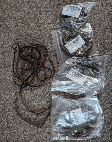 Flat real leather cord dark - real,