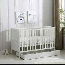 Wooden Baby Cot Bed & Drawer & Aloe Vera Mattress (Orlando with Drawer)