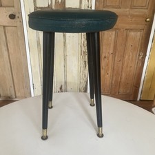 Mid Century Vintage Dansette Legs Stool Green Top