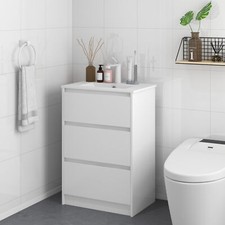 600mm Bathroom Vanity Unit with Basin Single Tap Hole 2 Drawers High Gloss White