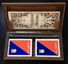 Vintage Italian Dal Negro Poker/Bridge Playing Cards & Wooden Storage Box