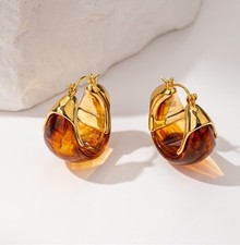 18ct gold plated amber - 18ct, effect