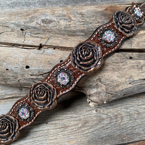 Leather copper rose dog - leather, collar