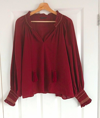 Zara women burgundy - burgundy, woven