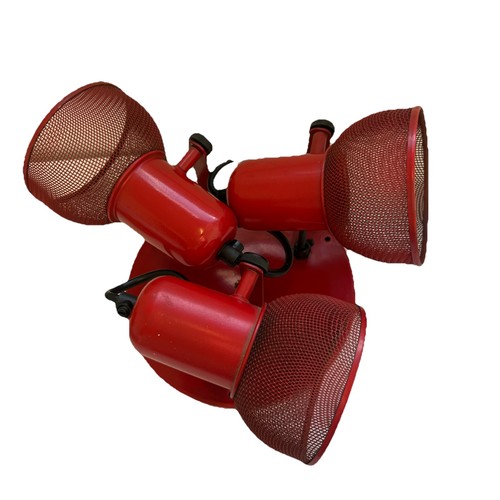 Vintage red metal three light - red,