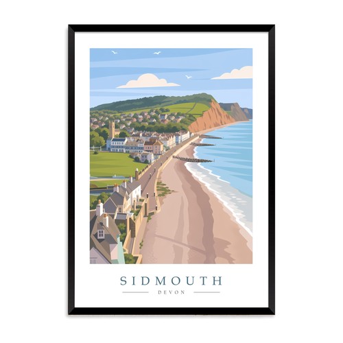 Sidmouth travel poster print - travel,