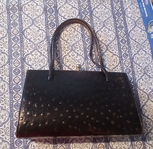 Vintage ostrich skin handbag - ostrich,