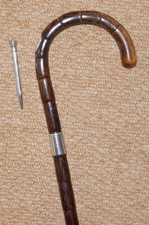 Edwardian Gadget Bookmaker Pencil Walking Stick / Cane Hallmarked Silver Collar