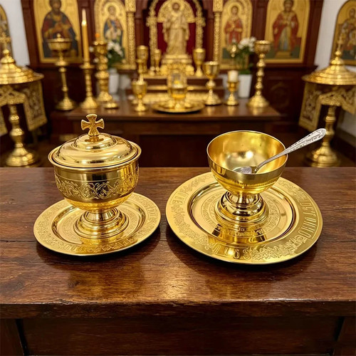 Gold plated orthodox chalice - plated,