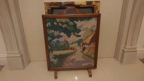 Vintage wooden fire - vintage, screen